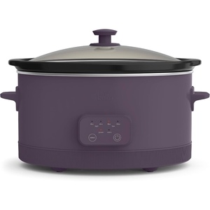 bella 6.0 Qt Programmable Slow Cooker, Ceramic Nonstick Coating, Adjustable Temperature & Cooking Times, Dishwasher Safe Stoneware Pot & Tempered Glass Lid, Tangle Free Cord Wrap, Oatmilk(Plum)