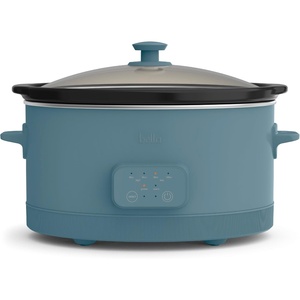 bella 6.0 Qt Programmable Slow Cooker, Ceramic Nonstick Coating, Adjustable Temperature & Cooking Times, Dishwasher Safe Stoneware Pot & Tempered Glass Lid, Tangle Free Cord Wrap, Oatmilk(Surf)