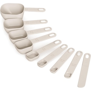 bella 9-Piece Nested Measuring Cups & Spoons Set, Stackable, 4 Cups, 4 spoons, 1 Leveler, Non-slip handles, Kitchen Cooking Baking Measuring Set, BPA Free, Dishwasher Safe, Oatmilk(Oatmilk)