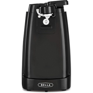 bella Electric Can Opener and Knife Sharpener, Removable Cutting Lever, Cord Storage, Stainless Steel Blade, Black(One Size)