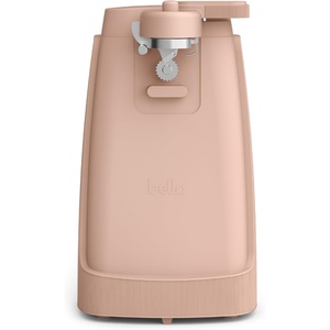 bella Electric Can Opener and Knife Sharpener, Removable Cutting Lever, Cord Storage, Stainless Steel Blade, Oatmilk(Blossom)