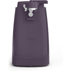 bella Electric Can Opener and Knife Sharpener, Removable Cutting Lever, Cord Storage, Stainless Steel Blade, Oatmilk(Plum)