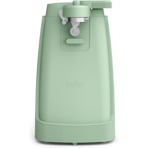 bella Electric Can Opener and Knife Sharpener, Removable Cutting Lever, Cord Storage, Stainless Steel Blade, Oatmilk(Seaglass)