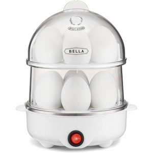 bella Electric Egg Cooker, 14 Eggs Capacity Tray, Double Stack, for Poached, Scrambled, Hard, Medium & Soft Boiled Eggs, Omelets and Steamed Dumplings, Auto Shutoff, 360 Watt, Oatmilk(White)
