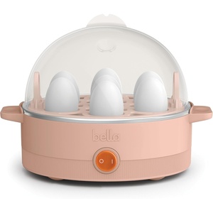 bella Electric Egg Cooker, 7 Eggs Capacity Tray, Single Stack, for Poached, Scrambled, Hard, Medium & Soft Boiled Eggs, Omelets and Steamed Dumplings, Auto Shutoff, 360 Watt, Oatmilk(Blossom)