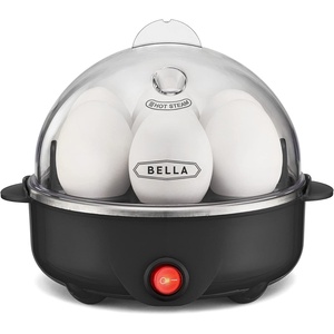 bella Electric Egg Cooker, 7 Eggs Capacity Tray, Single Stack, for Poached, Scrambled, Hard, Medium & Soft Boiled Eggs, Omelets and Steamed Dumplings, Auto Shutoff, 360 Watt, Oatmilk(Black)