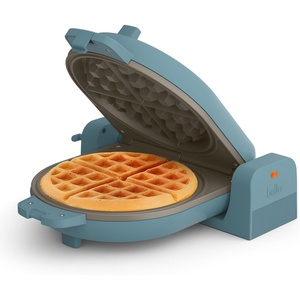 bella Flip-n-Store Waffle Maker, EverGood™ Ceramic Nonstick Coating, Fits-anywhere™ Kitchenware, Power Indicator Light & Touch Handle, 7” Wide & 1″ Deep Plates, 1000 Watt, Surf(Surf)