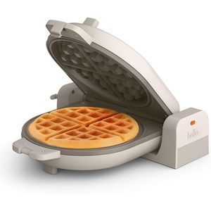 bella Flip-n-Store Waffle Maker, EverGood™ Ceramic Nonstick Coating, Fits-anywhere™ Kitchenware, Power Indicator Light & Touch Handle, 7” Wide & 1″ Deep Plates, 1000 Watt, Surf(Oatmilk)