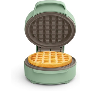 bella Snack-n-Store Mini Waffle Maker, EverGood™ Ceramic Nonstick Coating, Cord Wrap, Ready Indicator Light & Cool Touch Handles, Stackable Design & Customizable Plates, 400 Watt, Blossom(Seaglass)