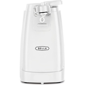 bella Electric Can Opener and Knife Sharpener, Removable Cutting Lever, Cord Storage, Stainless Steel Blade, White